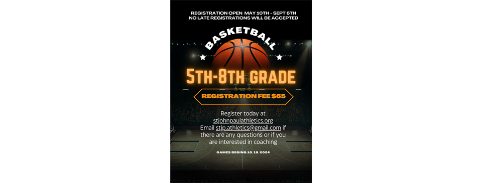 5th-8th Grade Basketball Registration is open!